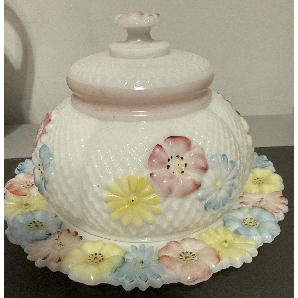 EAPG Glass Butter Dish Dome Cosmos & Wild Rose 1896